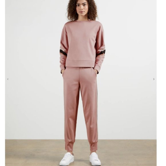Ted Baker Jjordan Sweatshirt With Knitted Stripe Pale Pink size 2 nwot - Picture 5 of 13
